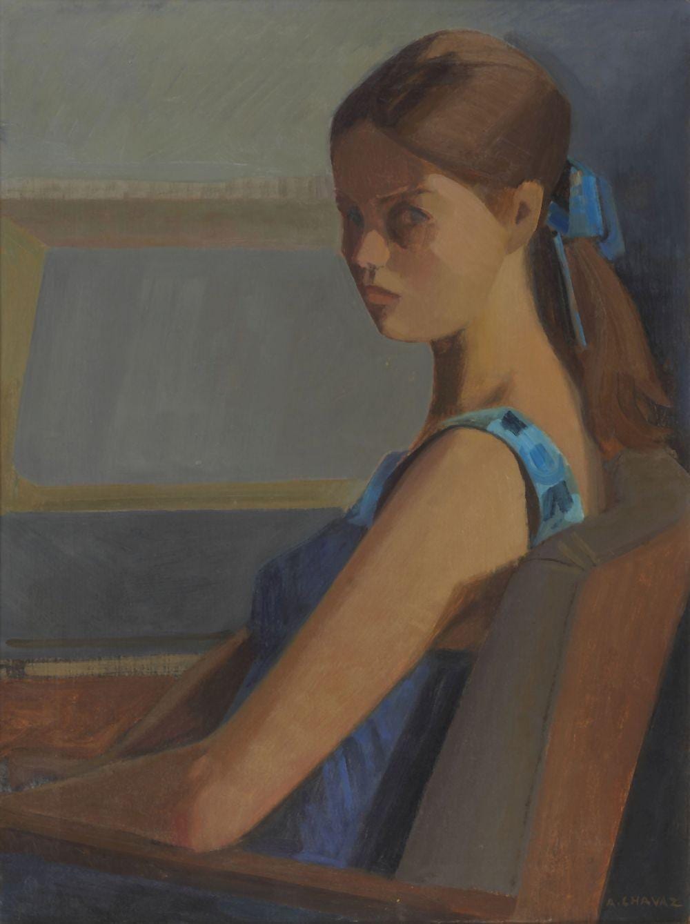 Albert Chavaz comparable auction result: albert chavaz 1907 1990 isabelle darbelley jeune fille huile sur toile