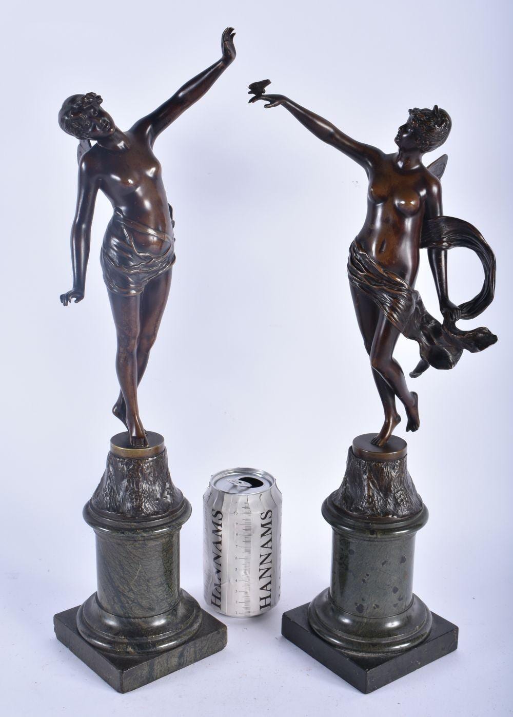 Franz Rosse comparable auction result: franz rosse 1858 1900 german pair of bronze and marble maidens 45cm high