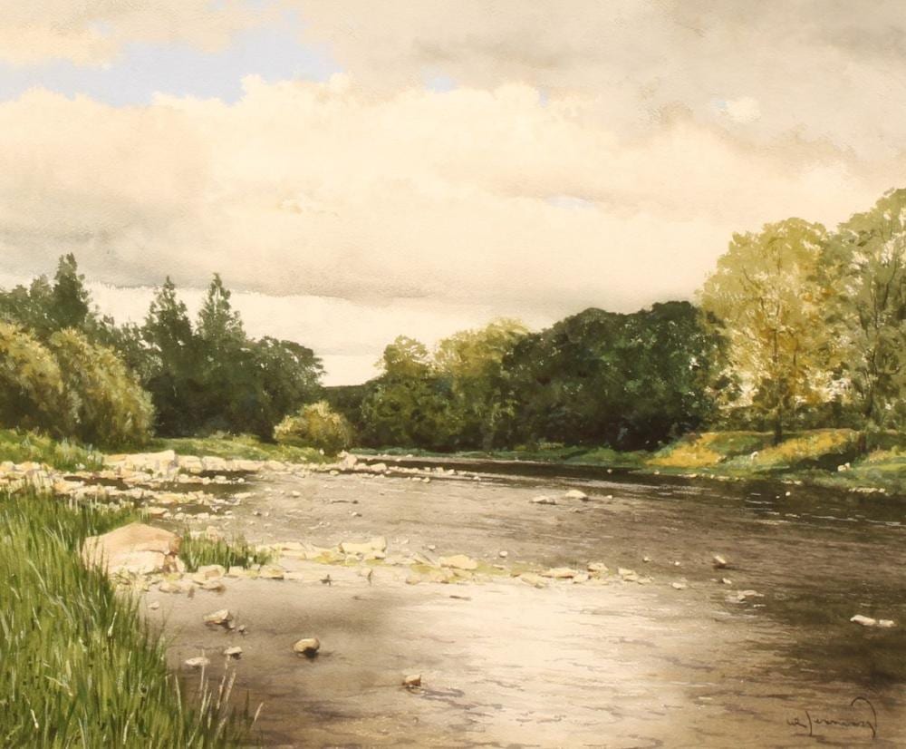 Walter Robin Jennings comparable auction result: walter robin jennings 1927 2005 river dee near kelso scotland signed watercolour 53cm x 63cm