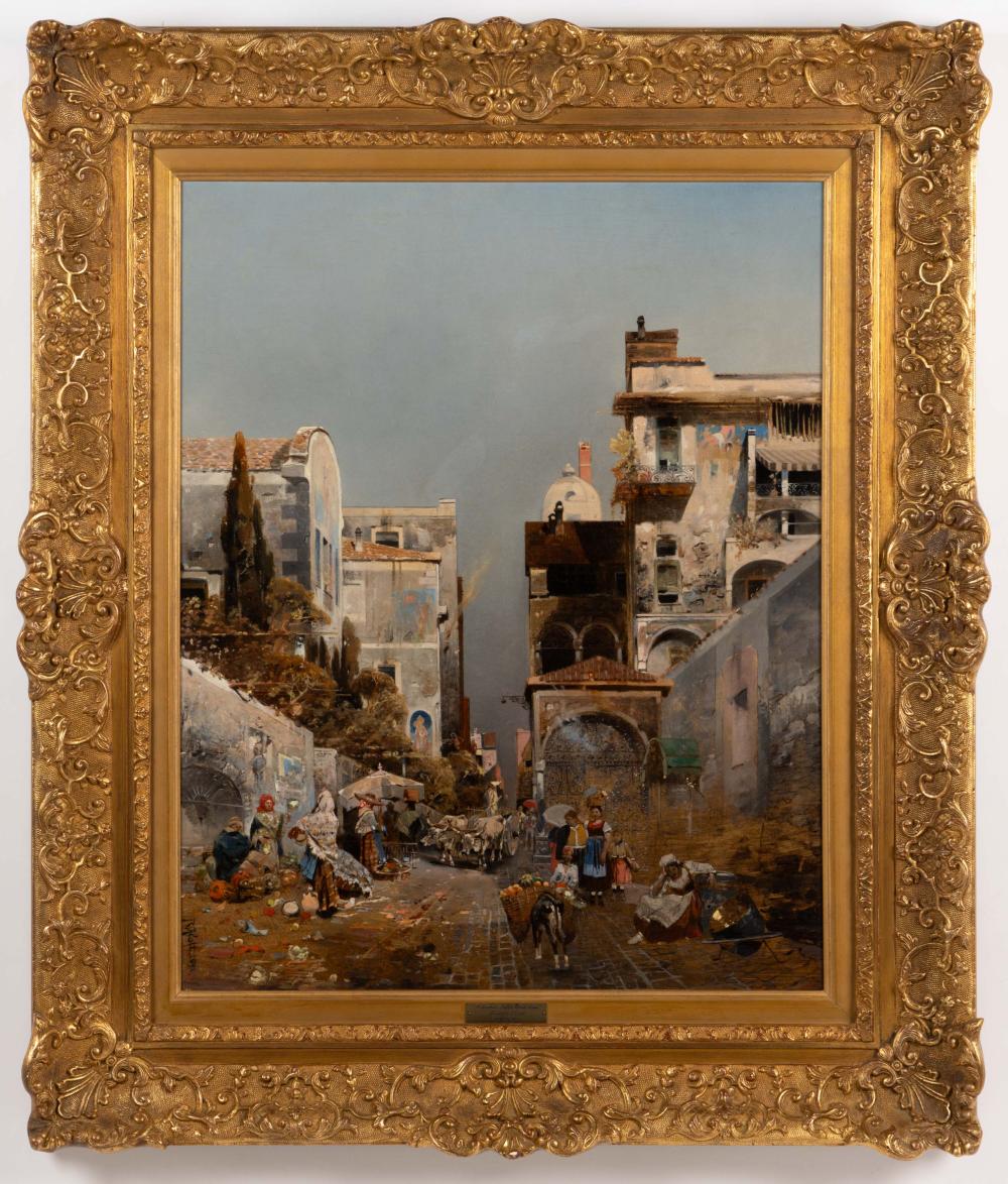 ROBERT ALLOT (AUSTRIA 1850-1910) SOUTHERN ITALIAN STREET SCENE PAINTING sold by Jeffrey S. Evans & Associates, lot 1442 — auction record photograph