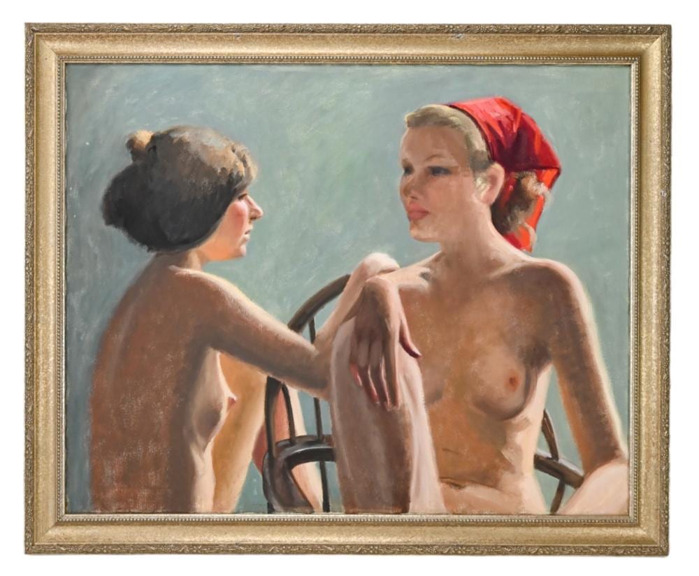 Geo Dangman comparable auction result: geo dangman signed oil painting nude portrait