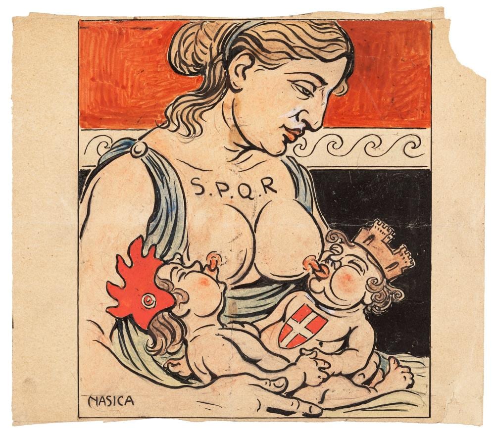 Augusto Majani comparable auction result: nasica augusto majani rome nurse of the italian french twinning primi del 900