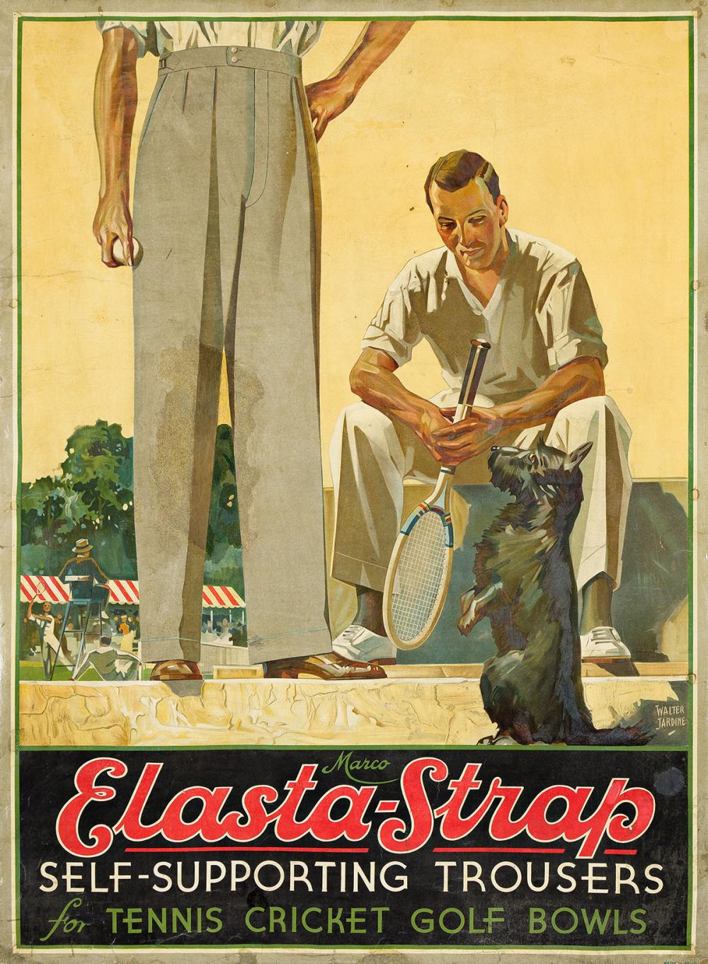 Walter Jardine comparable auction result: walter jardine 1884 1970 marco elasta strap tennis cricket golf bowls 38x28 inches 99x72 cm australia