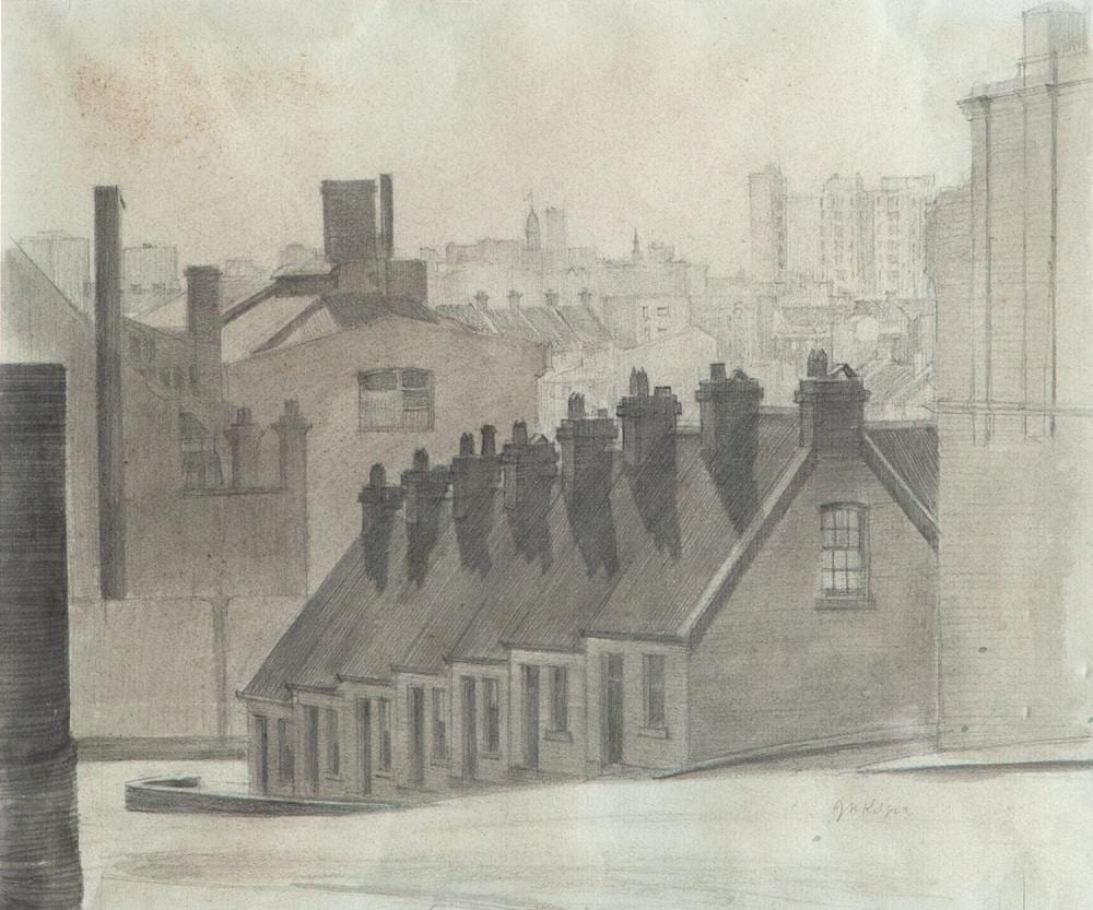 J. Noel Kilgour comparable auction result: jack noel kilgour rooftops pencil drawing