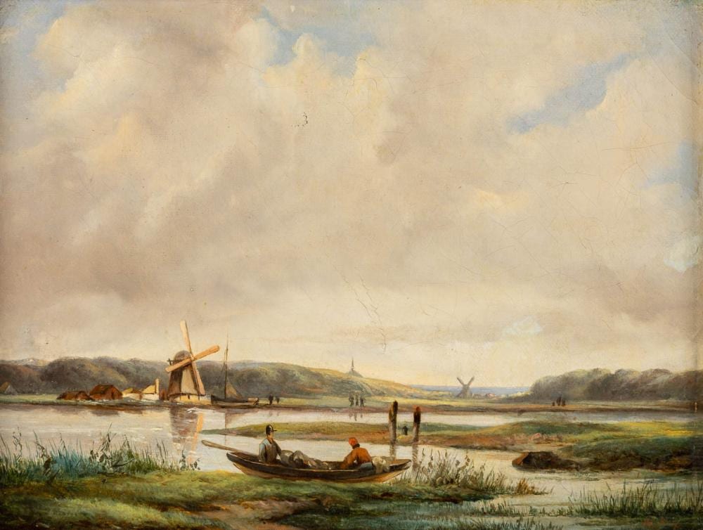 Joseph August Knip comparable auction result: august knip 1819 1859 60 landscape with windmill w 32 5 x h 24 5 cm