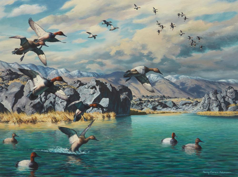 Harry Curieux Adamson comparable auction result: harry curieux adamson 1916 2012 canvasbacks at little lake
