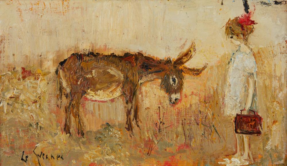 jean le guennec french 1924 1988 little girl with a donkey oil on canvas 7 1 2 x 13in 19 1 x 33cm · Andrew Jones Auctions · 2024-04-29 Jean LeGuennec comparable auction result: jean le guennec french 1924 1988 little girl with a donkey oil on canvas 7 1 2 x 13in 19 1 x 33cm