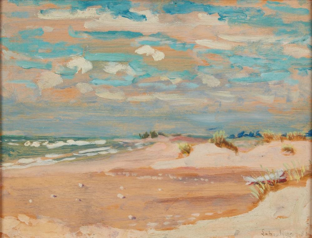 Paul de La Boulaye comparable auction result: paul de la boulaye french 20th century plage 1953 oil on board 10 1 2 x 14in 27 x 36cm