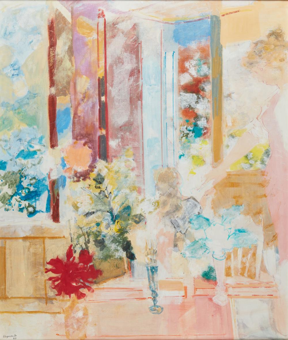 Raymond Jean Legueult comparable auction result: raymond jean legueult french 1898 1971 souvenir des sorbiers view of an interior with figure and vases 1964 oil on canvas 41 x 35in 104 1 x 88 9cm