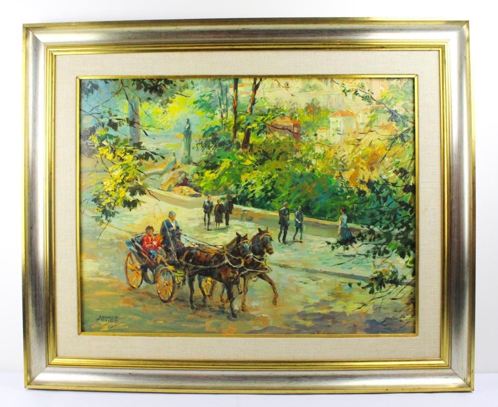 Armando Anjos comparable auction result: armando anjos portugal 1931 2017 a ride in sintri oil on canvas 20 x 25