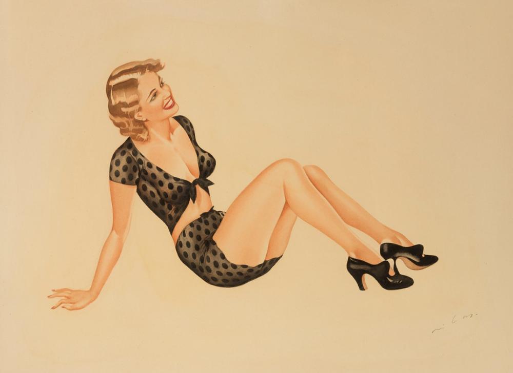 Federico Ribas Montenegro comparable auction result: federico ribas montenegro vigo 1890 madrid 1952 pin up gouache and watercolor on paper signed in the lower right area