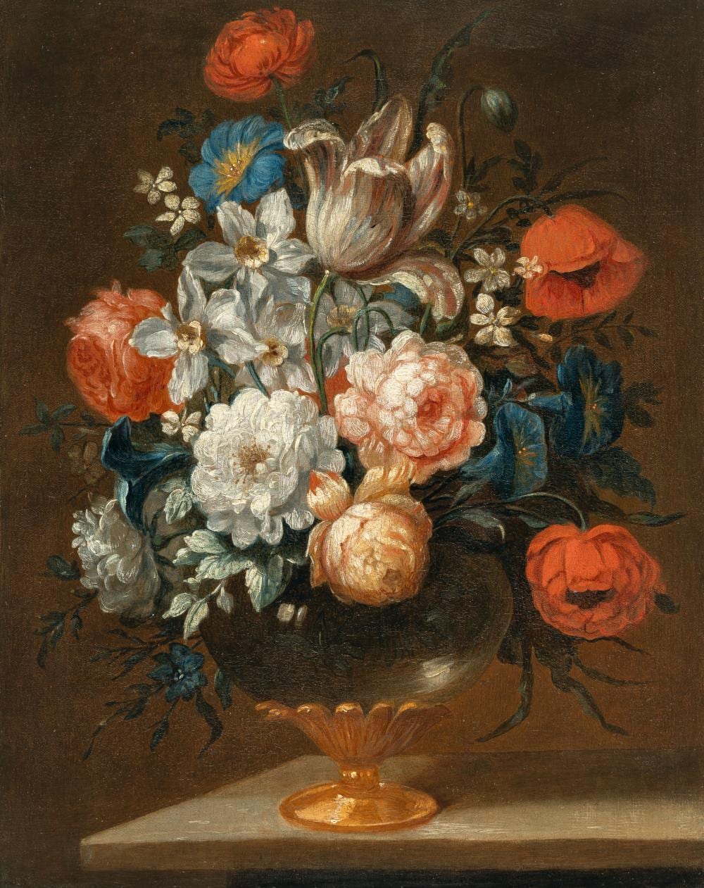 Antoine Monnoyer comparable auction result: antoine monnoyer 1670 paris saint germain en laye 1747 sommerliches bouquet in glasvase