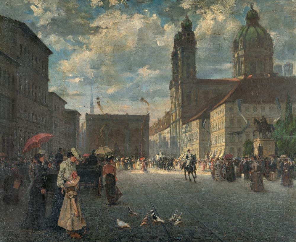 Charles Vetter comparable auction result: charles vetter 1858 kahlst dt m nchen 1941 blick auf den odeonsplatz mit feldherrnhalle und theatinerkirche