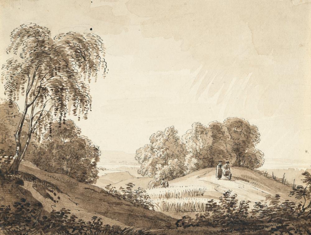 Simon Warnberger comparable auction result: simon warnberger 1769 pullach bei m nchen m nchen 1847 weite h gelige landschaft mit zwei wanderern