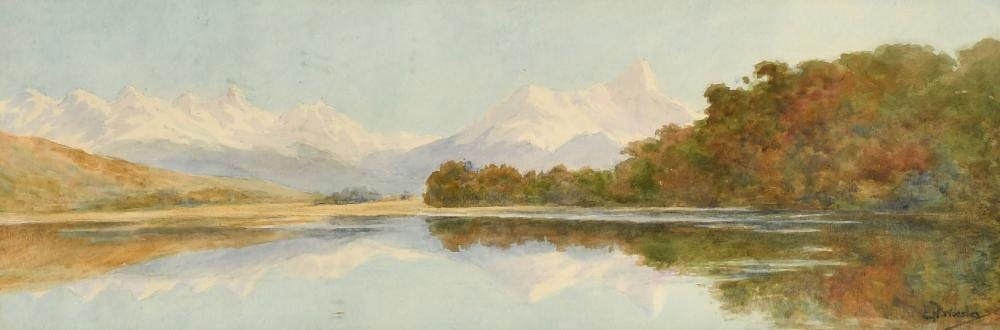 Charles Nathaniel Worsley comparable auction result: charles nathaniel worsley 1862 1923 new zealand diamond lakes watercolour signed 6 25 x 19 5 16 x 4