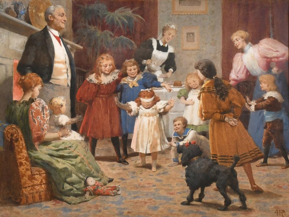Horace van Ruith comparable auction result: horace van ruith 1839 1923 christmas party watercolour signed with initials labels verso 12 x 16 3