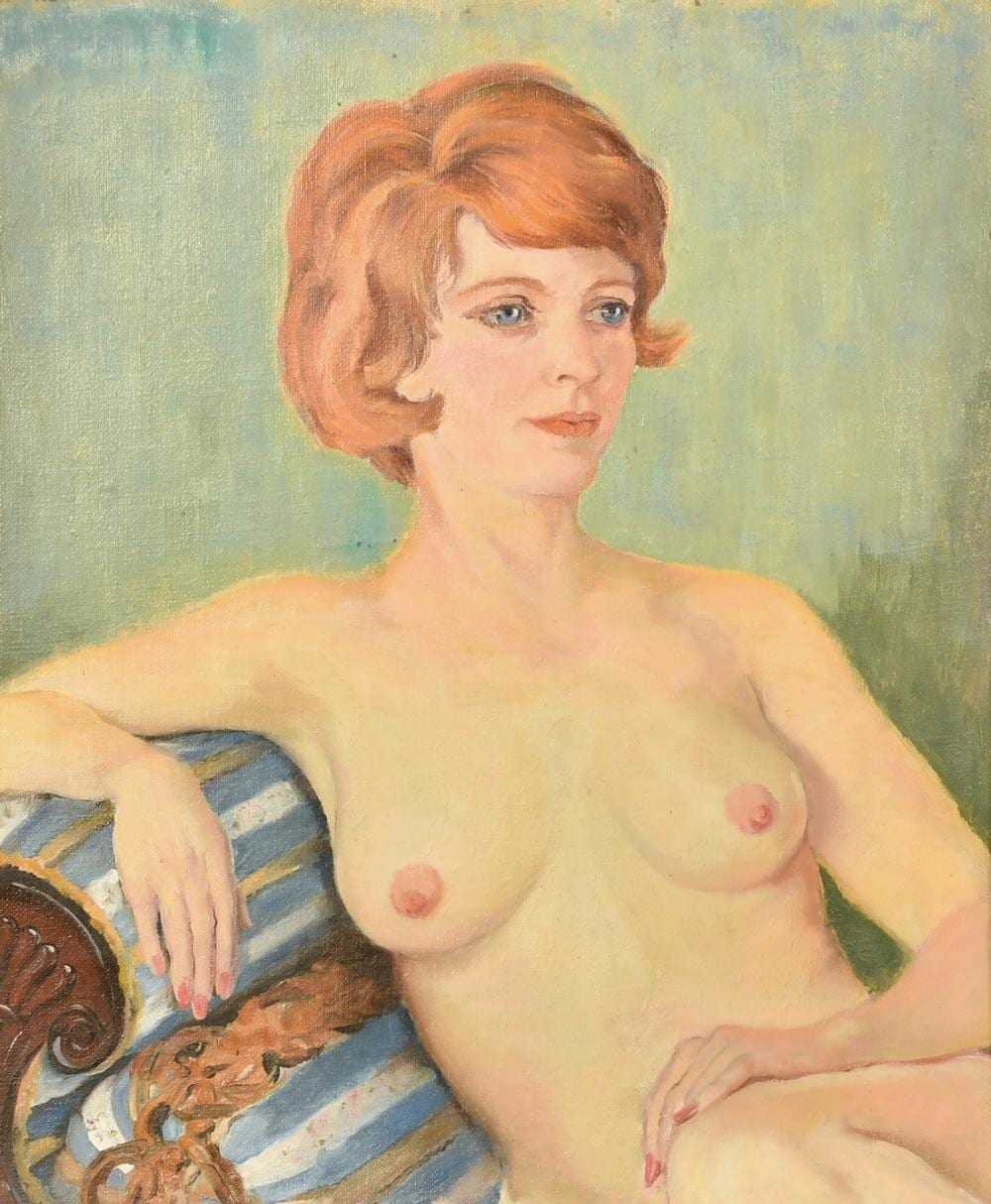 Frank Dobson comparable auction result: frank dobson 1888 1963 a female nude on a chaise longue oil on canvasboard 24 x 20 61 x 50cm