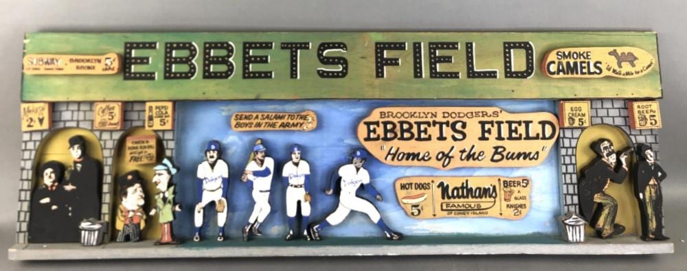 Harry Glaubach comparable auction result: harry glaubach ebbets field wood art installation