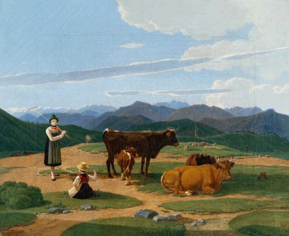 Wilhelm von Kobell comparable auction result: wilhelm von kobell 1766 mannheim m nchen 1853 oberbayerische landschaft mit k hen und hirtinnen upper bavarian landscape with cows and shepherdesses