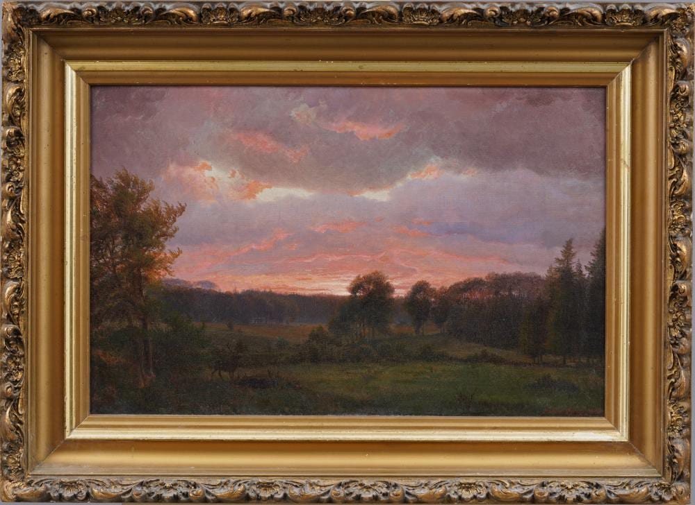 Nordahl Grove comparable auction result: nordahl grove 1822 1885 important danish 19th century sunset landscape oil painting with deer
