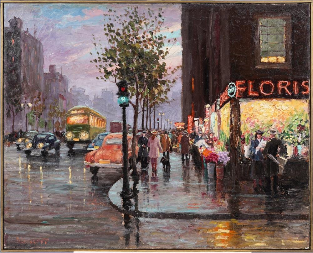 Vladimir Lazarev comparable auction result: vladimir lazarev 1904 1988 antique french russian impressionist paris street scene oil painting