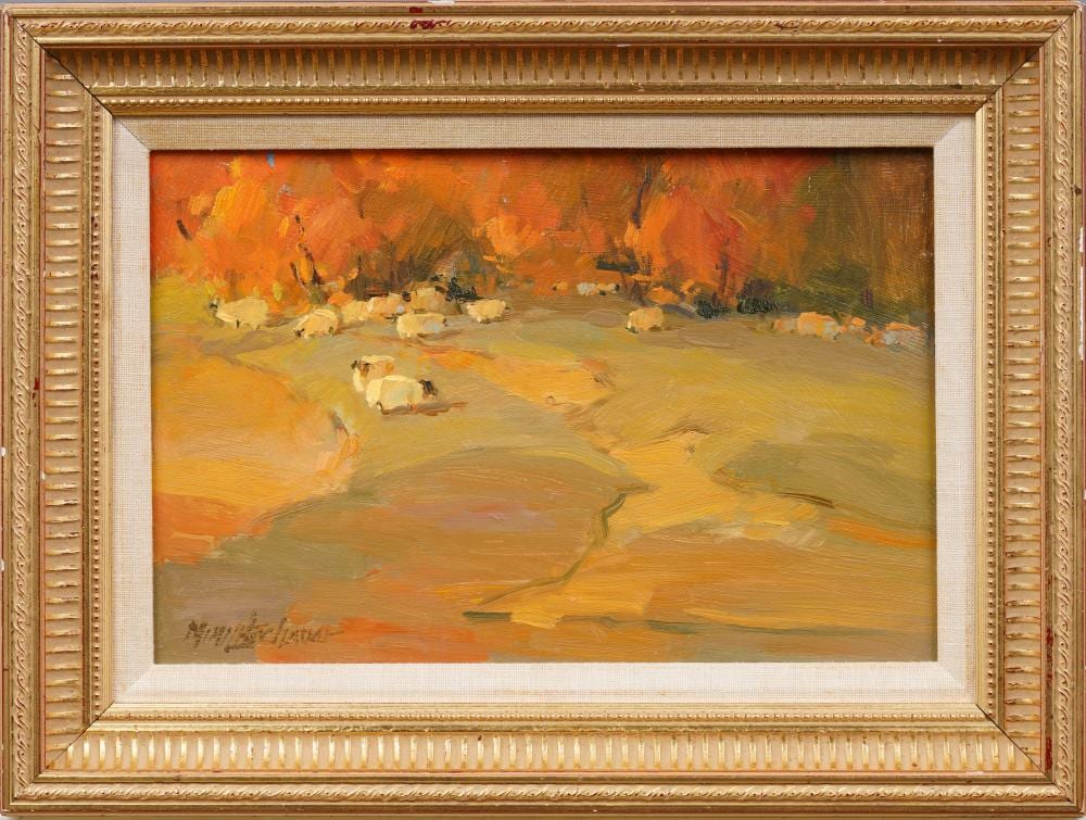 Mimi Litschauer comparable auction result: mimi litschauer 1957 2013 antique american western sheep grazing listed original oil painting