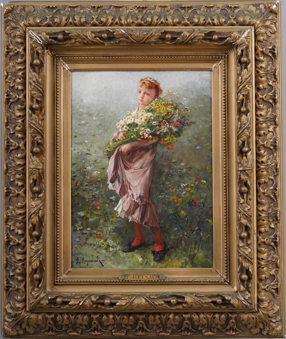 François Maurice Reynaud comparable auction result: fran ois reynaud 1825 1909 the flower girl antique french impressionist framed oil painting