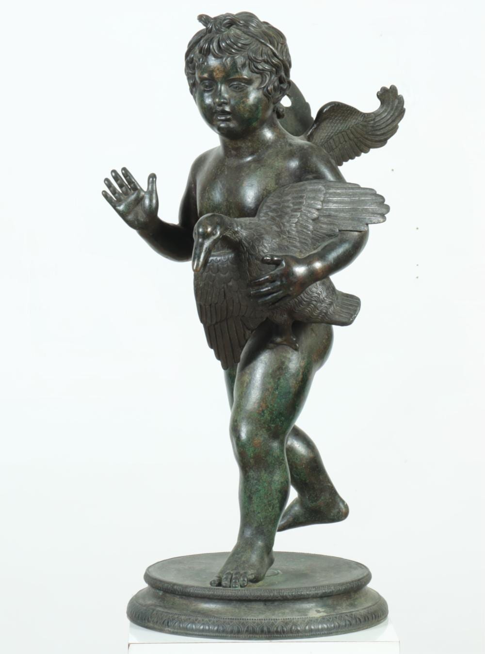 Sabatino DeAngelis comparable auction result: sabatino de angelis cupid with goose bronze