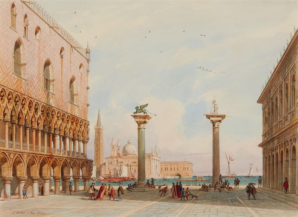 Carl Friedrich Heinrich Werner comparable auction result: carl friedrich heinrich werner view of the piazzetta in venice with the doge s palace and il redentore