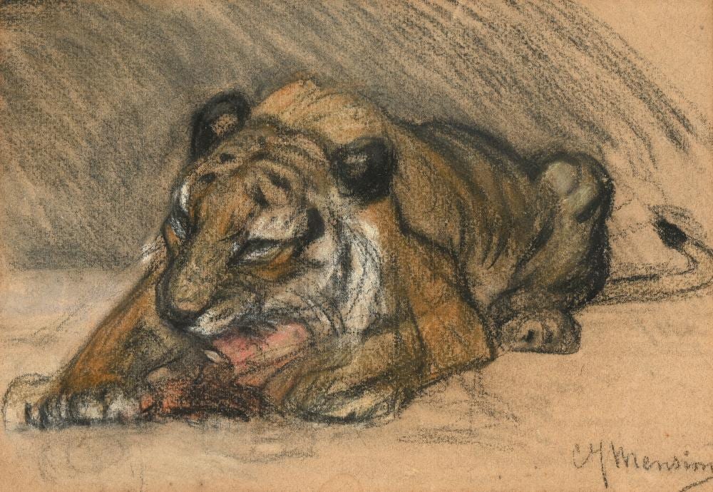 cornelis jan mension 1882 1950 tiger signed lower right charcoal on paper h 21 cm w 30 cm · Zeeuws Veilinghuis · 2024-05-15 Cornelis Jan Mension comparable auction result: cornelis jan mension 1882 1950 tiger signed lower right charcoal on paper h 21 cm w 30 cm