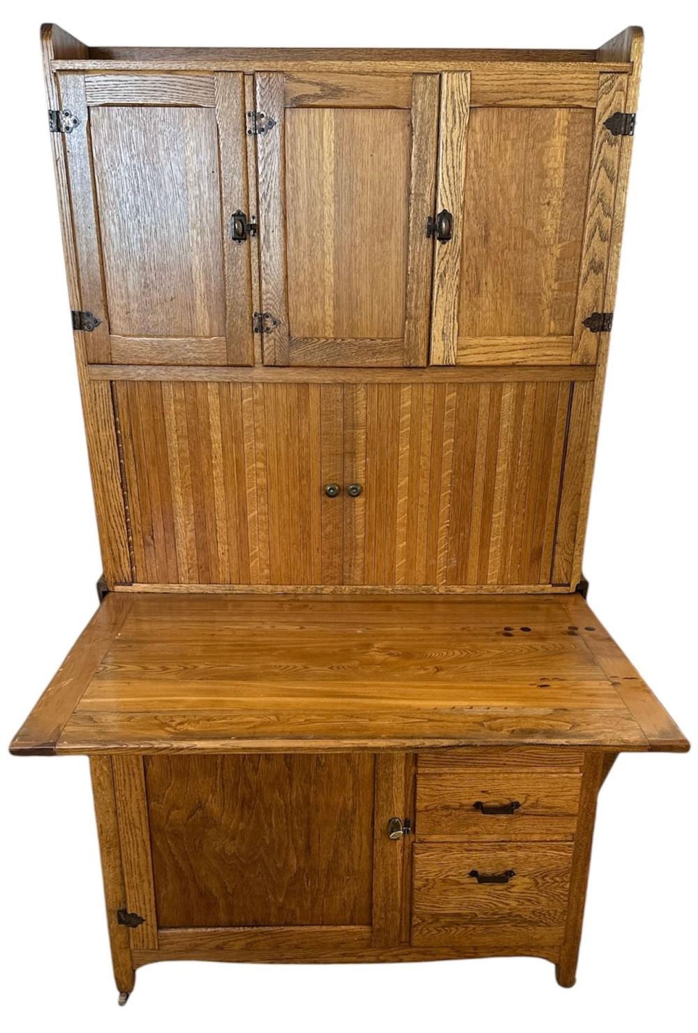 Antique Oak Hoosier Cabinet sold by Rivich Auction, lot 230 — auction record photograph