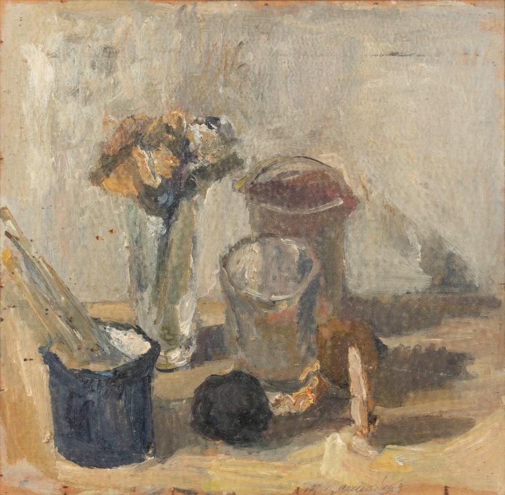 Mario Marcucci comparable auction result: mario marcucci viareggio 1910 1992 still life with jug and flowers 1963