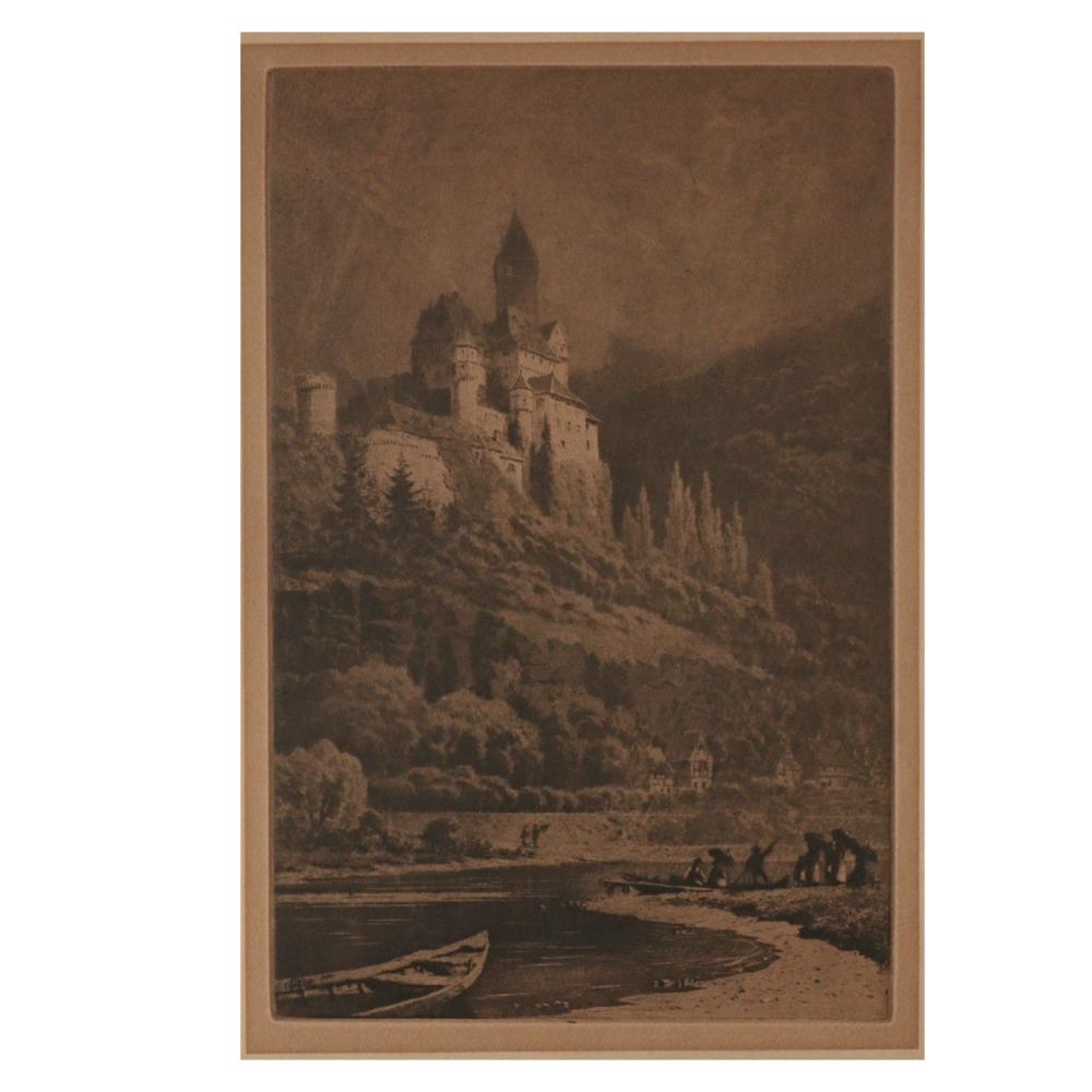 Axel Herman Haig, Swedish (1835-1921), Schlloss Zivingessburg on the Neckar , etching, 21 1/2H x 15 1/2"W sold by Ripley Auctions, lot 24 — auction record photograph