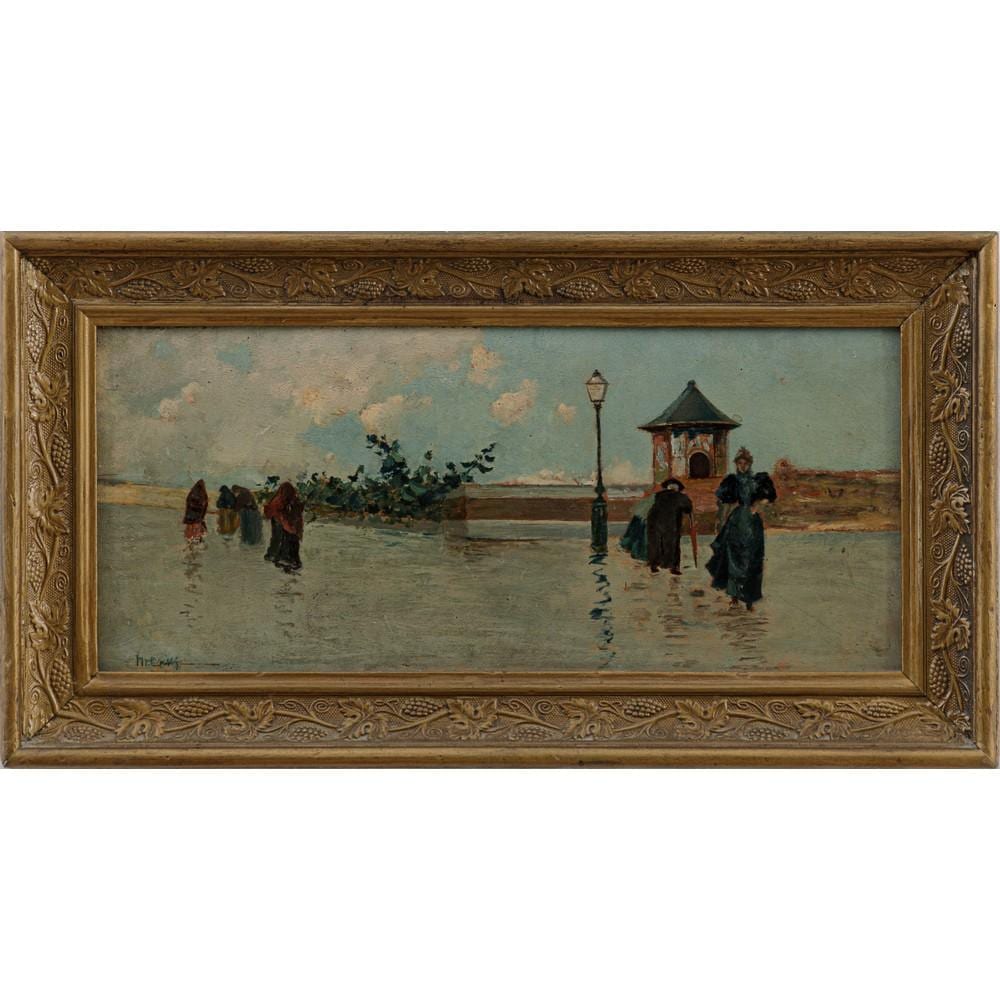 Michele Catti comparable auction result: michele catti passeggiata olio su tavoletta