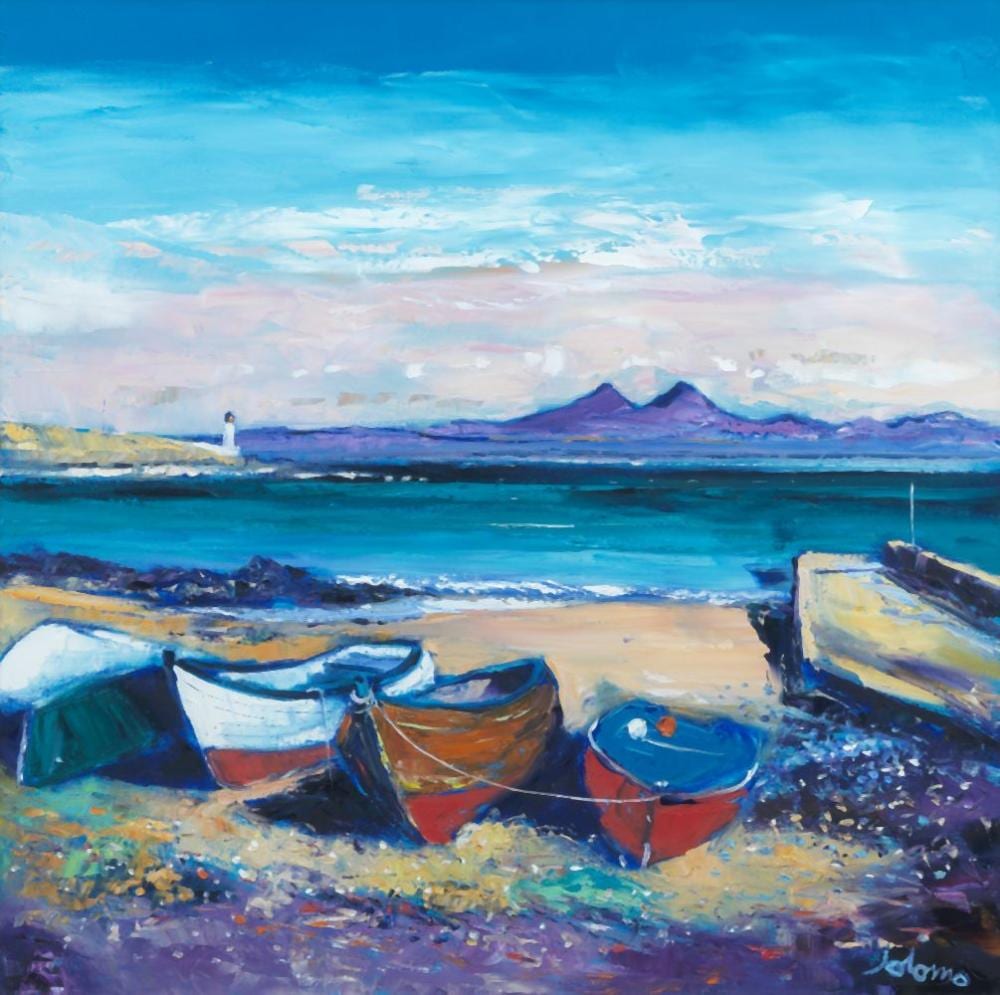 John Lowrie Morrison comparable auction result: john lowrie morrison british born 1948 beached boats loch indaal islay
