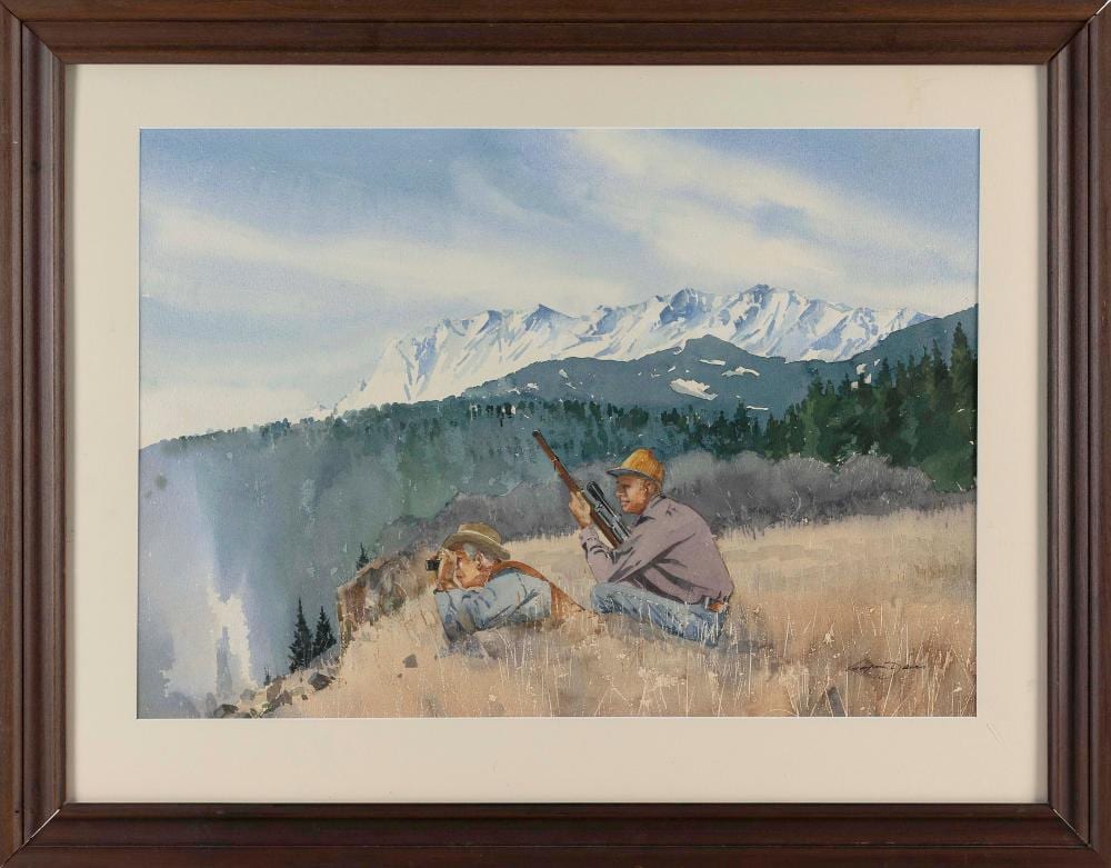 Wayne Lambert Davis comparable auction result: wayne lambert davis connecticut illinois 1904 1988 hunters watercolor on paper 22 x 30 framed 28 x 35 5
