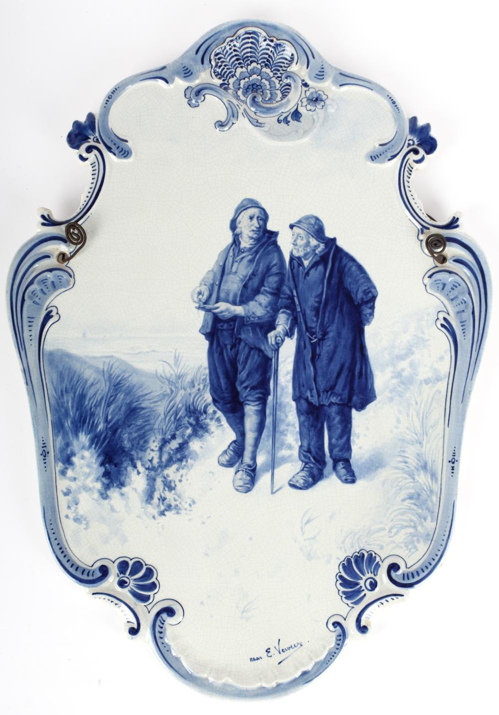 Elchanon Leonardus Verveer comparable auction result: joost thooft labouchere delft wall plaque de porceleyne fles after elchanon verveer