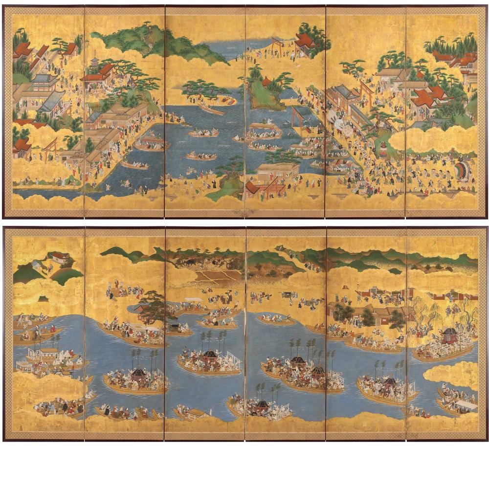 FOLDING SCREEN "WAKAURA AND HIE SANNO SHRINE FESTIVAL" by Unknown comparable sale