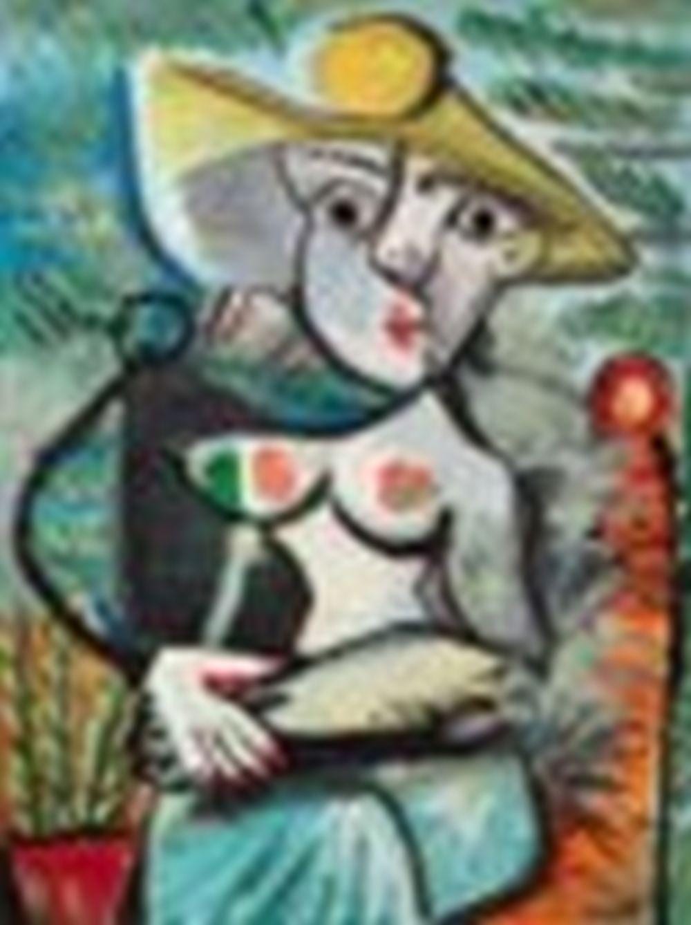 Pablo Picasso (1881-1973) Femme au chapeau assise oil and Ripolin on canvas comparable sale