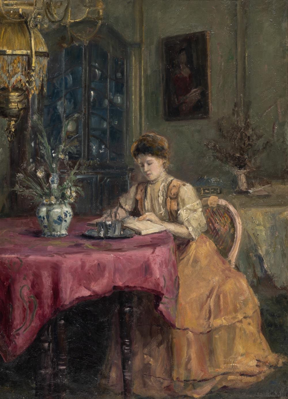 Ferdinand Willaërt comparable auction result: ferdinand willaert 1861 1931 lady sitting in a luxurious interior oil on canvas 100 x 73 cm 39 3 x 28 7 in frame 123 x 95 cm 48 4 x 37 4 in