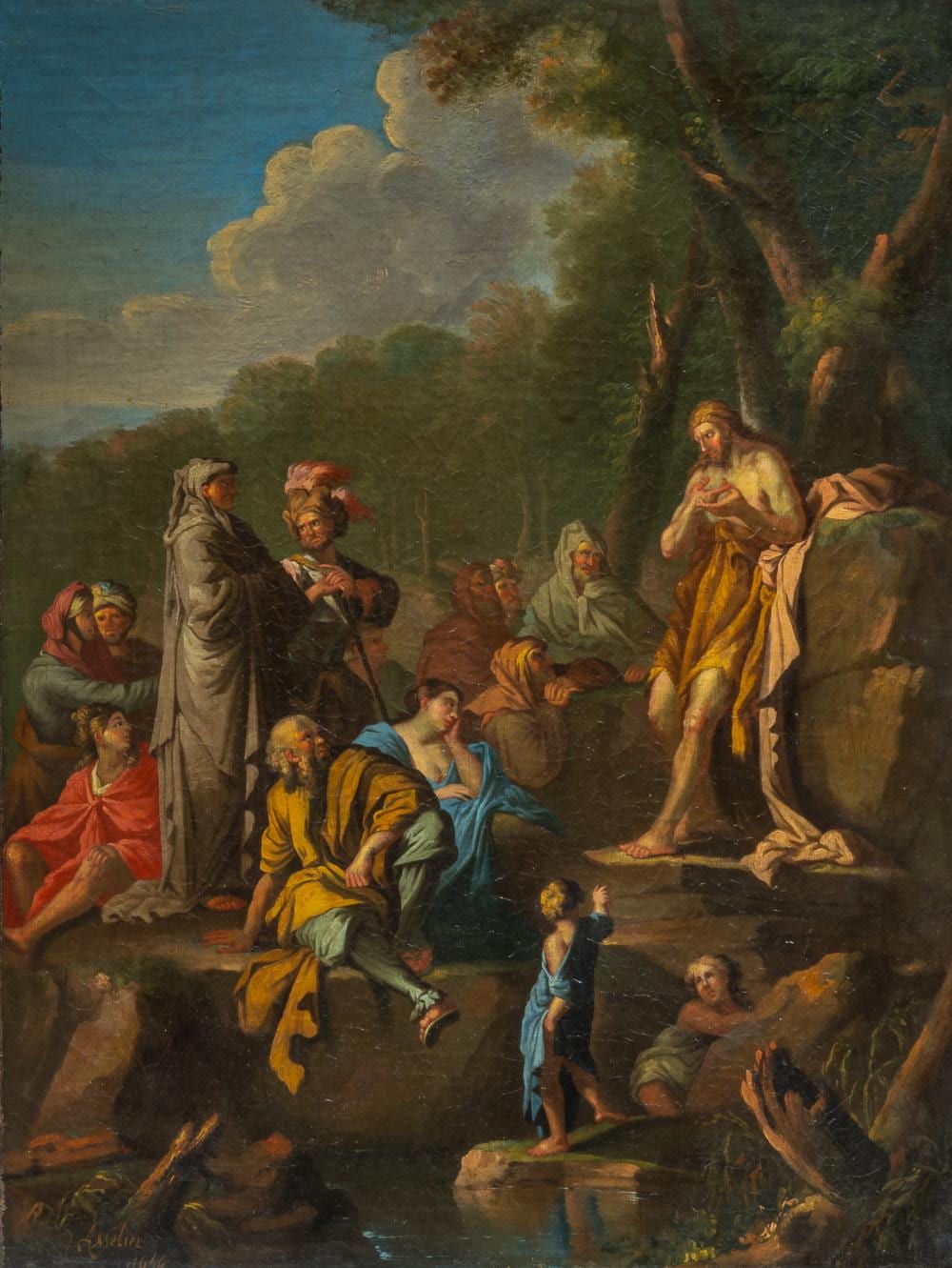 Jan Asselijn comparable auction result: jan asselijn c 1610 1652 the preaching of john the baptist 1646 oil on canvas 60 x 46 cm 23 6 x 18 1 in