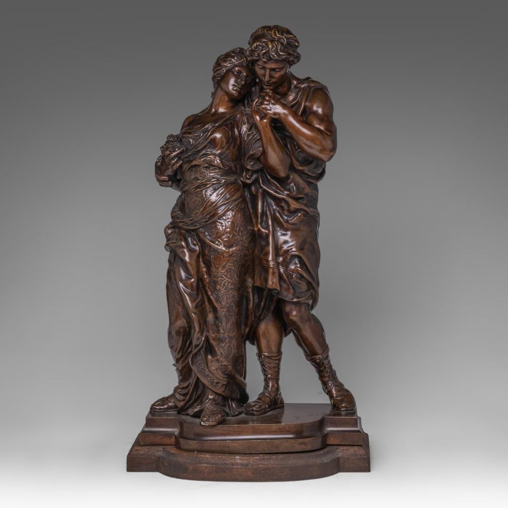 Gustave Frédéric Michel comparable auction result: gustave fr d ric michel 1851 1924 couple in love patinated bronze h 58 cm