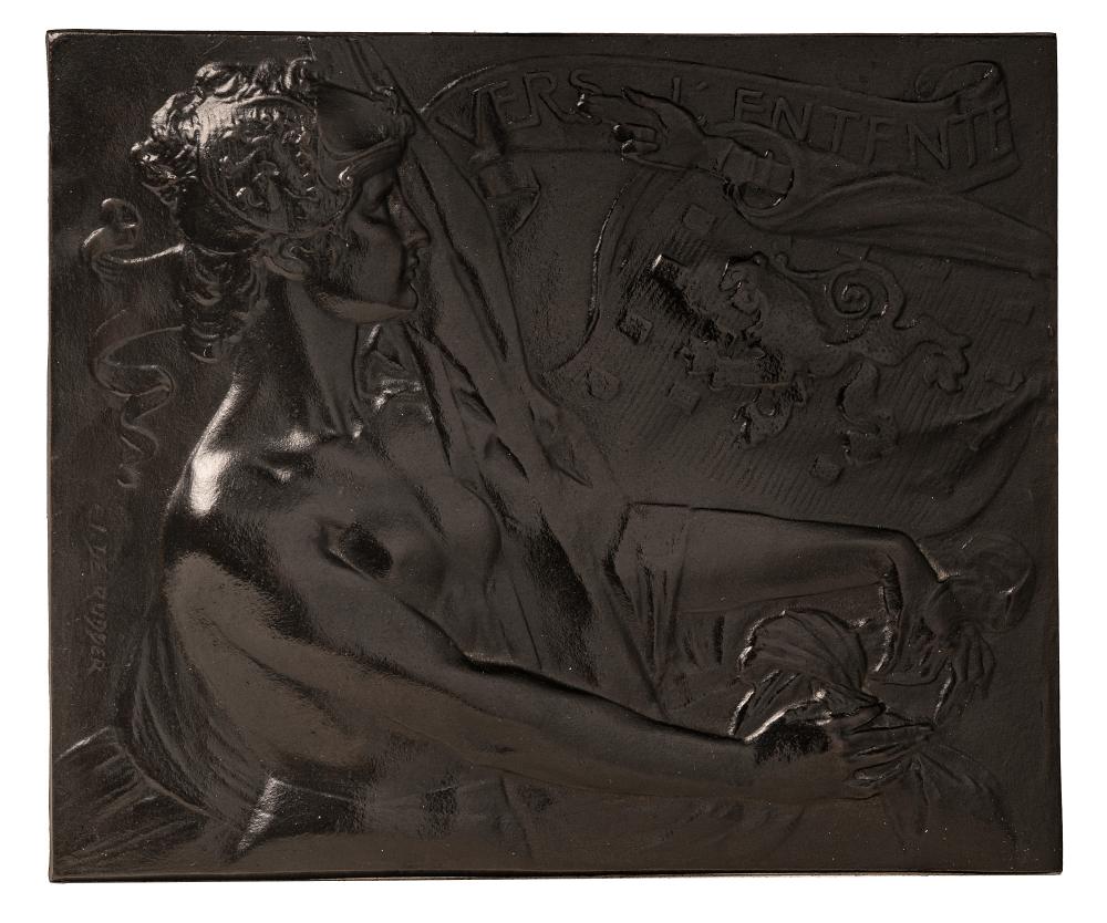 Isidore de Rudder comparable auction result: isidore de rudder 1855 1943 vers l entente bronze relief plate ca 1900 25 x 30 cm 9 8 x 11 8 in