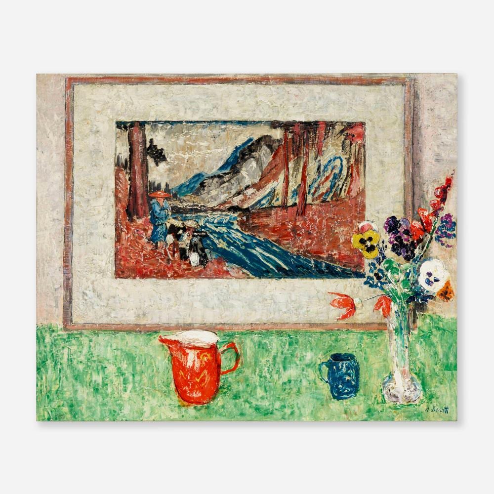 Henry Golden Dearth comparable auction result: henry golden dearth still life with landscape