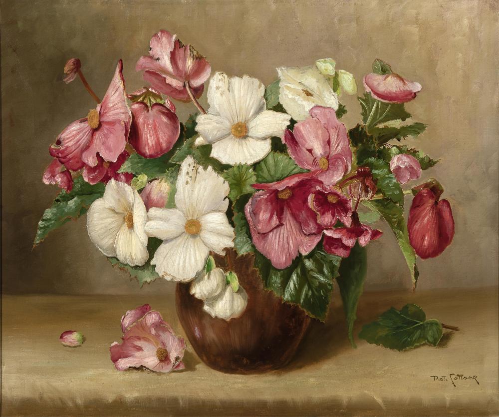 Petrus Johannes Maria Cottaar comparable auction result: piet cottaar still life cosmos flowers