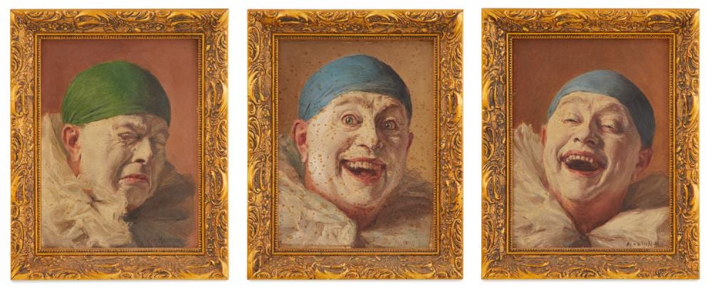 Armand Henrion comparable auction result: armand henrion belgian 1875 1958 les visages d un pierrot