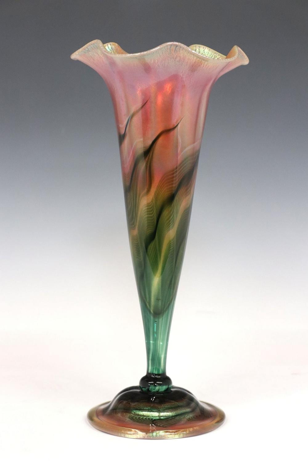 James Lundberg comparable auction result: james lundberg 1948 1992 studio art glass iridescent trumpet vase