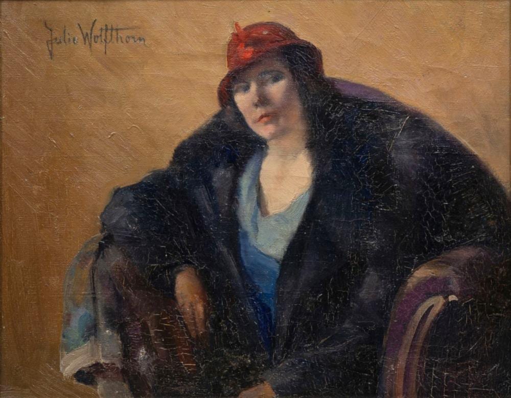 Julie Wolfthorn comparable auction result: julie wolfthorn thorn 1868 theresienstadt 1944 red hat
