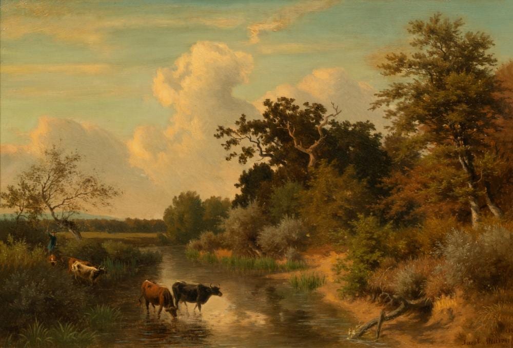 Jakob Maurer comparable auction result: jakob maurer obereschbach 1826 kronberg ts 1887 crossing a river
