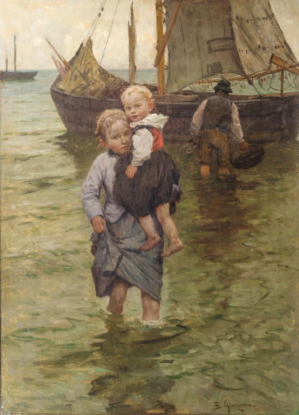 Berthold Genzmer comparable auction result: berthold genzmer boggusch westpreu en 1858 k nigsberg 1927 the fisherman s children